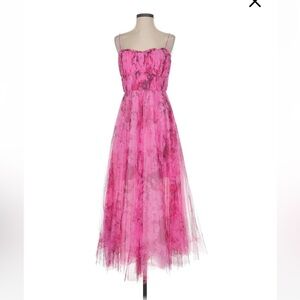 Monique Lhuillier Pink Floral Women's Dress